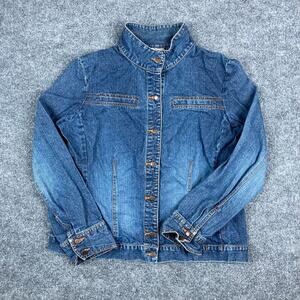 Havana‎ Jack's Cafe Denim Jacket Womens L Blue Button Front Casual Western Style
